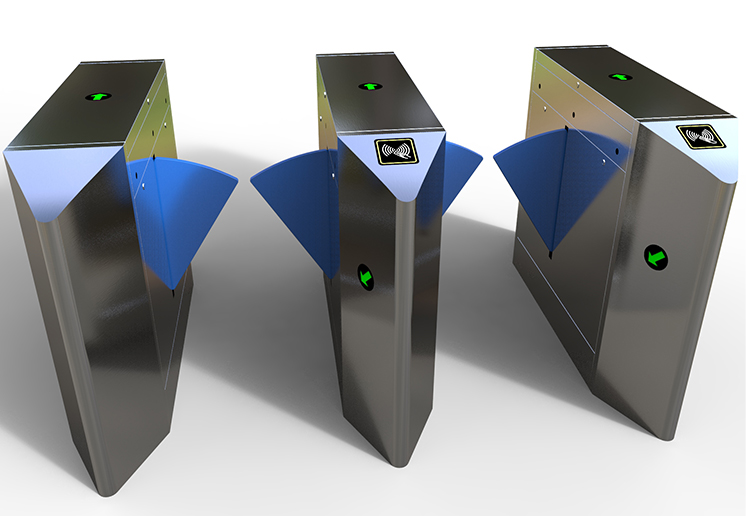 Revolving Flap Barrier Turnstile Gate With Card Reader / Fingerprint Access Control