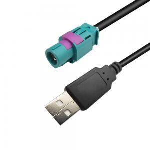 China OEM Straight Jack HSD Connector Cable ,  4 Pin Z Code HSD Cable To 2.0 Type A USB on sale