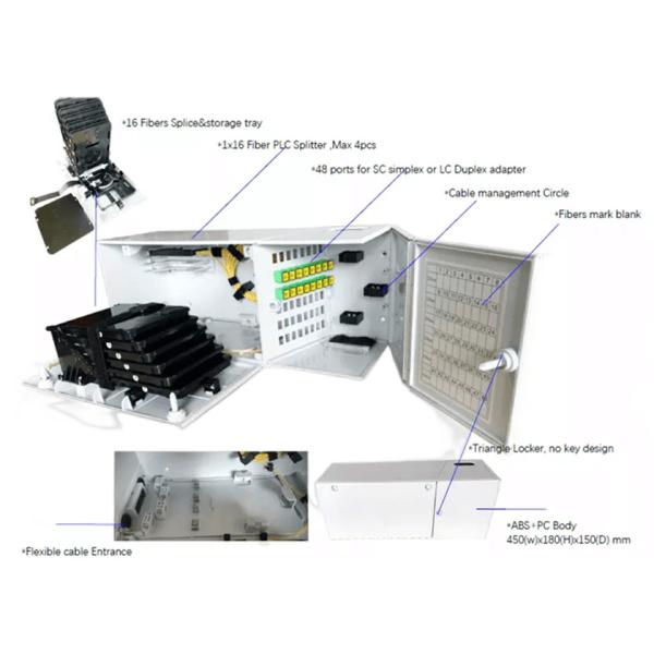 48 Core Fiber Termination Box SCAPC Adapters Ethernet Terminal Box 48 Splices