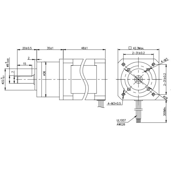 CE 1.2A 1.8 Degree 42mm Planetary Stepper Motor Low Noise