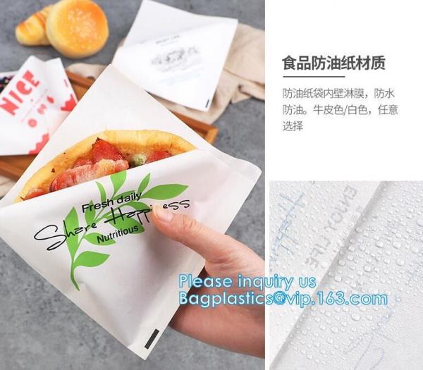 Recyclable sandwich bread food packaging red paper bag,Eco-friendly high quality recycled custom logo printed brown dess