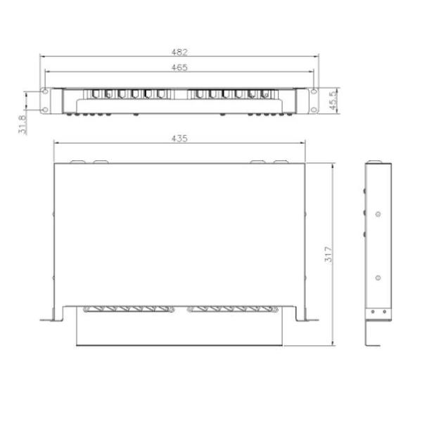 Plastic Angled Adapter 19 Rack Mount Fiber Patch Panel For FTTH FTTB FTTX Network