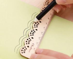 Wholesale Best Promotion student gift DIY creative stationery cartoon retro vintage lace shaped Personalized ruler school kid wood from china suppliers
