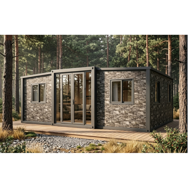 Modern Luxury Tiny House 10FT- 40FT Container Home Expandable With Stone Exterior