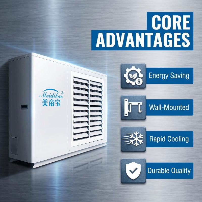Industrial Wall-Mounted Evaporative Air Conditioner 40%-60% Energy Saving No Floor Space Corrosion Resistant for Commercial Workspace