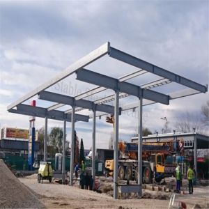 Q235B New Gas Station Canopy Construction Darkgray 10m Large Span