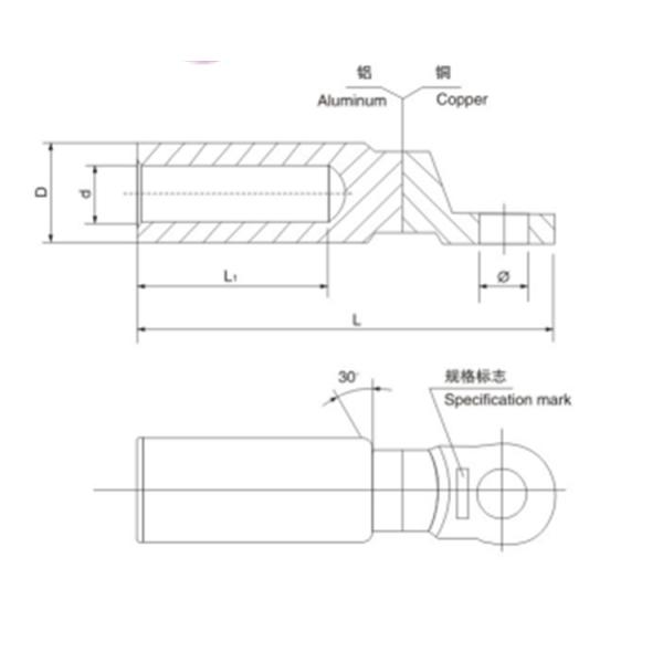 electrical application bimetalic compression terminal CAS copper cable lug