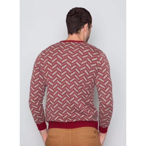 Half Wool / Cotton Double Layer Sweater , Jacquard Winter Pullover Sweaters