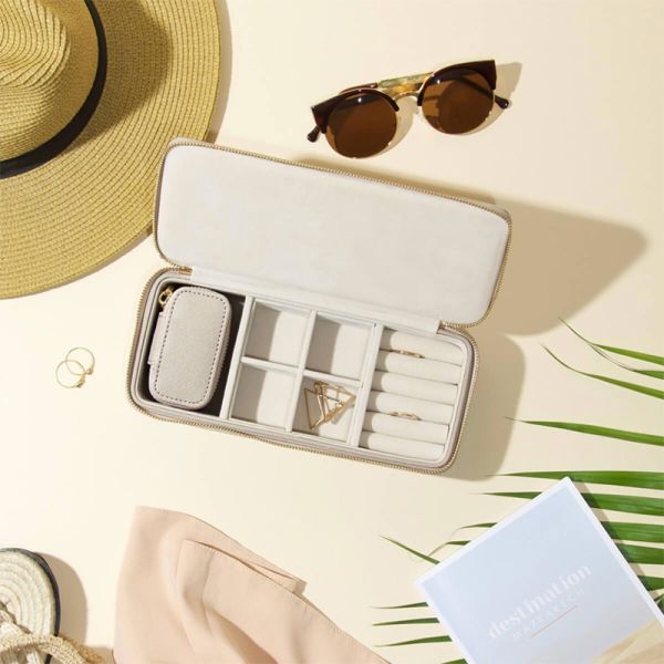Travel Friendly Personalized Leather Jewelry Box Waterproof With Removable Layer