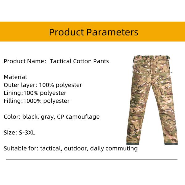 3XL Heat Storage Military Tactical CP Camo Cotton Pants with Side Zipper