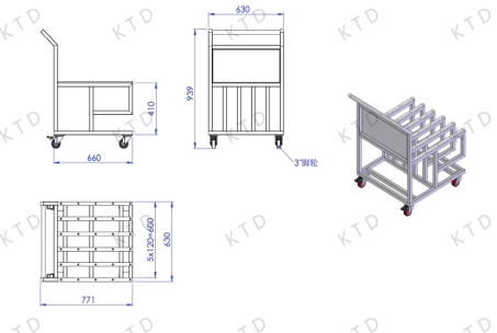 Flexible stainless steel industrial mobile cart | Multi-process universal corrosion-resistant material transportation tool