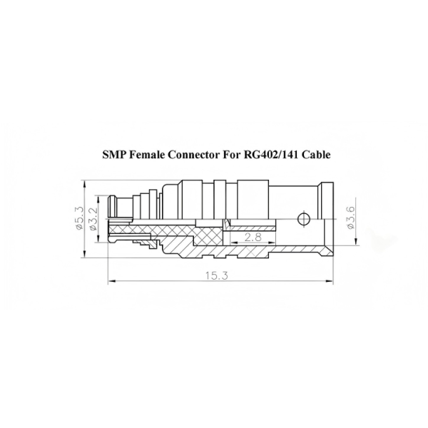 18GHz Frequency Range SMP-KB3 Female RF Connector with Gold-plated Brass and PTFE Insulator for 141/RG402 Cables