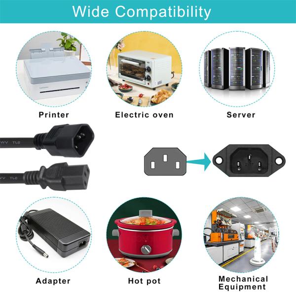 Black Reel Angle Connector H05vv F Plug Iec C13 Iecc14 Male To Female Y Splitter Cable Power Extension Cord