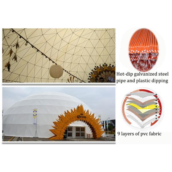 Double - coated pvc Luxury Camping Tent , small yellow geodesic dome tent for living room