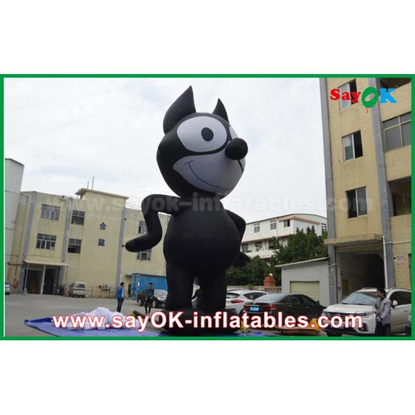 Inflatable Advertising Characters 6mH Oxford Cloth Black Inflatable Cartoon Characters , Inflatable Cat