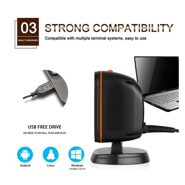 China Factory 1d 2d Barcode Scanner Desktop Table Top Omnidirectional Qr Code Reader for Supermarket