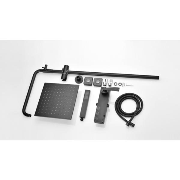 Wall Mounted Copper Black Champagne Rain Shower Faucets With Handle