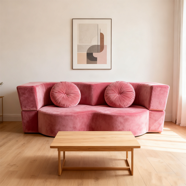 2025 New Vacuum Packed Fabric Compressed Sofa Bed 2-in-1 Convertible Foldable Modern Villa Sofa for Hotel Reception