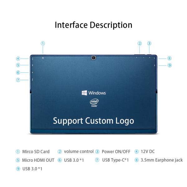OEM 2 In 1 Laptop Tablet , Touchscreen Laptop Notebook 12.3" 12.6" 13.3"