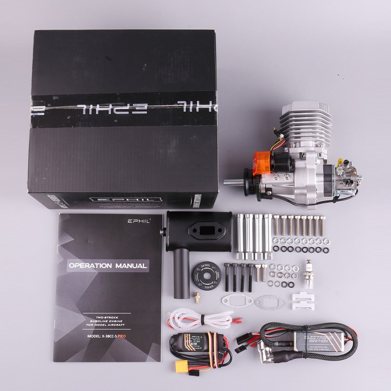 X-38CC-S PRO Model Single Cylinder Two-Stroke Side Exhaust Electric Start Fixed Wing Airplane Metal Gasoline Drone Accessories
