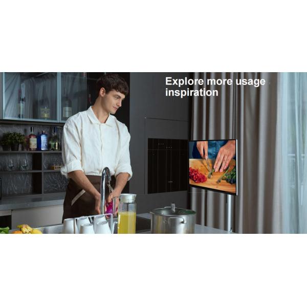 iBoard 32 Inch Portable Smart Touchscreen Monitor Android 13, 8+128GB Built-in Camera & Speaker | Rechargeable & Movable Design for Office, watch