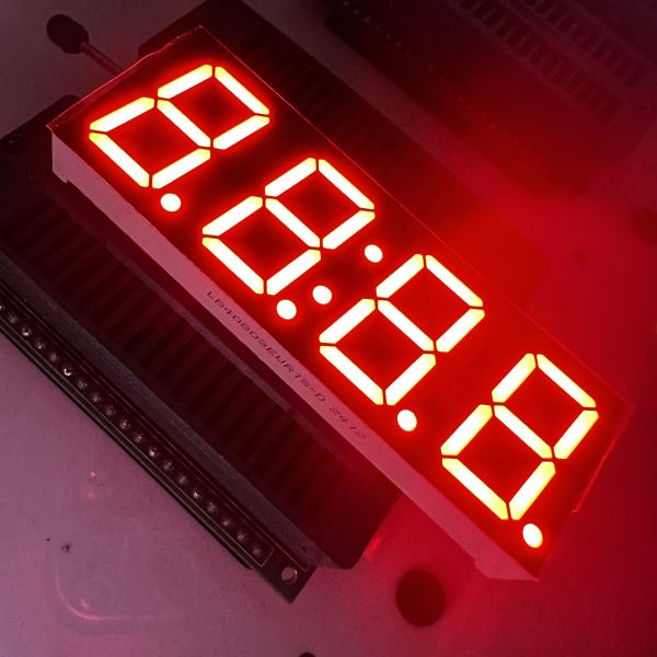 High-Visibility Ultra Red 4-Digit LED Clock Display Unit