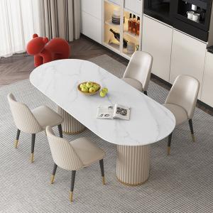 Retractable Rotation Rock Board Dining Table Rectangular Solid Wood Striped
