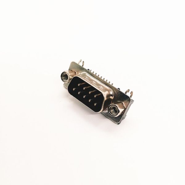 DB9 Male 9 Pins D-Sub Connector Right Angle PCB Mount with Screw Locking for RS232/RS485