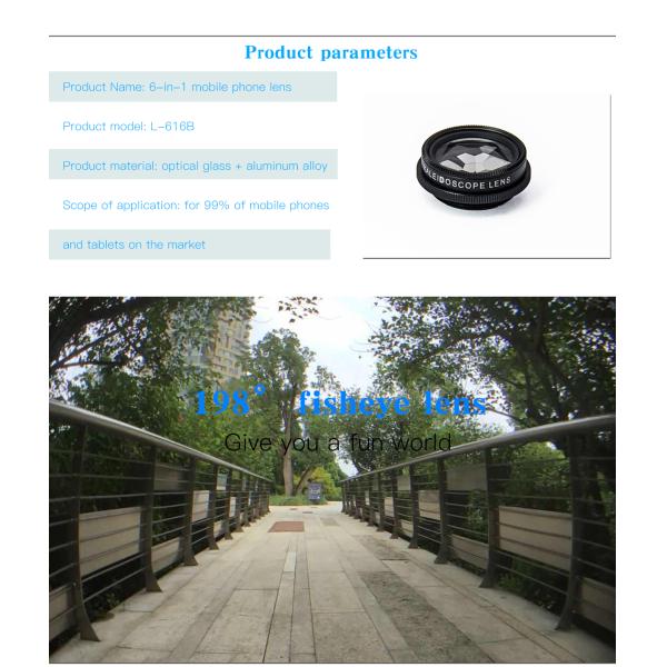6 In 1 Anamorphic Camera Lens Macro Wide Angle CPL Filter Kit With Clip