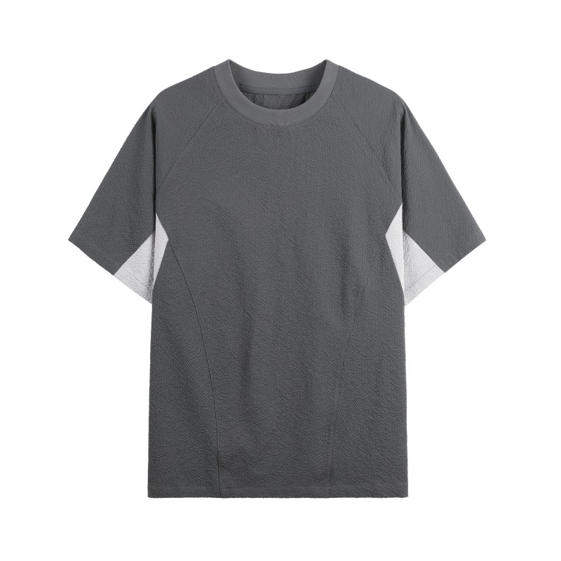 Oversized Solid Vintage Knitted Quick Dry Foam Short Sleeve T-shirt Men's Summer Thin Ice Silk Cool Neck 100% Polyester OEM