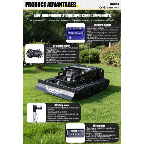 US Spot Upgraded Reinforced Crawler Remote Control Mower, Widened Cutting Coverage, Suitable for Hilly Lawn Mowers