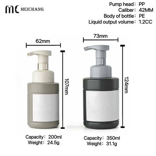 200ml / 350ml Dual-Size Foam Pump Refillable Bottle with Foam Pump Technology and Customizable Branding