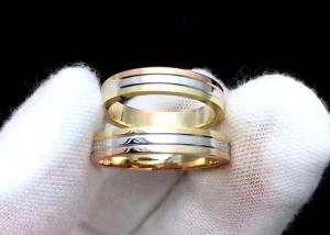 China Prong Setting 3 Colour Gold Ring , 18k Gold Wedding Band OEM ODM on sale