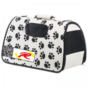 China Pet Life Airline Approved Zippered Folding Pet Carrier - Beige & Paw Print on sale