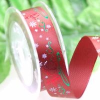 China Polyester Bespoke Foil Printed Ribbon for Christmas Gifts Packaging Deco. for sale