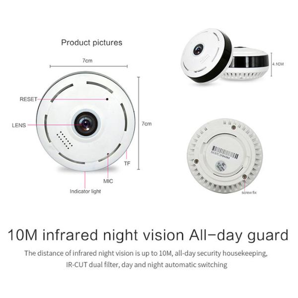 1.3 Mega Pixels 360 Degree Home Security Camera Smart Net Connection