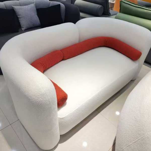 Simple Fabric Frame Extendable 2-Seater Curved Modular Sofa Comfortable Living Room Reclining Corner Sofa Modern Sponge
