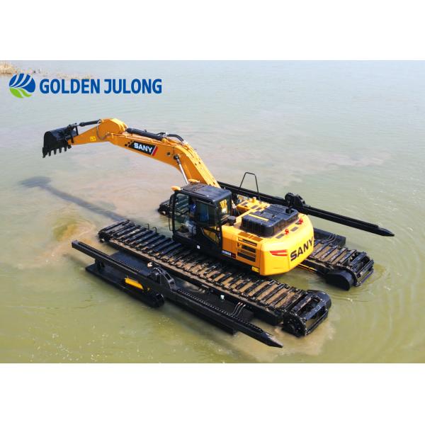 Safely Amphibious Excavator With Pontoon For Lakes River Dredging