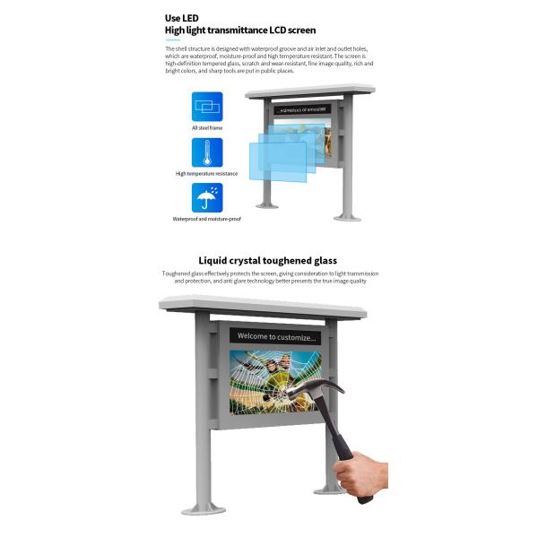 LED Panel Inbuilt 65" Outdoor Digital Signage For Bus Station