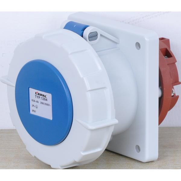 Straight IP67 Outdoor Industrial Panel Mounted Receptacles /Sockets 16A,32A,63A,125A 2P+E, 3P+E 3P+N+E