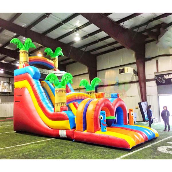 ODM Palm Tree Bounce House With Slide Digital Printing Logo