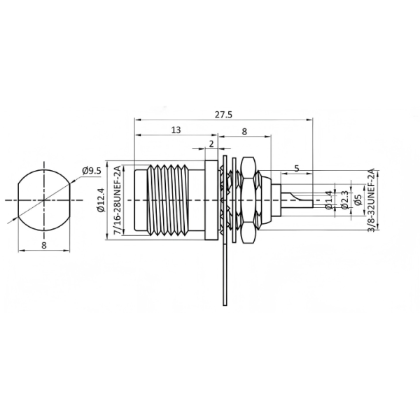 TNC Female Bulkhead Panel Connector Nickel Plated Brass with DC-6GHz Frequency Range RF Coaxial Connector