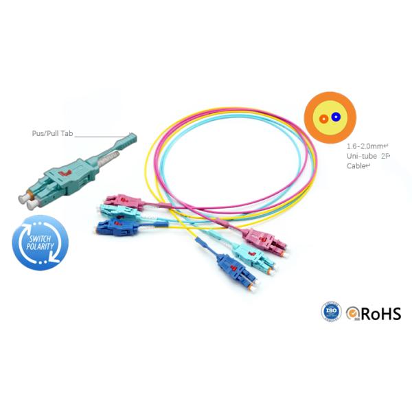 Polarity Switchable Fiber Patch Cord Uniboot LC-LC Duplex with Push / Pull Tap SM Uni-tube 2.0mm Patch Cable