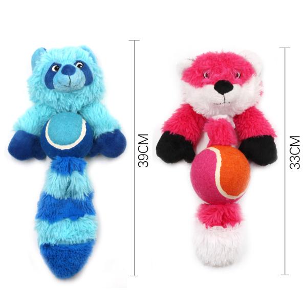 Squeaky Plush Dog Toy Fox Raccoon Bite resistant Durable Dog Interactive Molar Toys