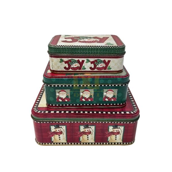 DADI Commercial Grade Xmas Snack Tin Rectangular Tin Box Rustproof Biscuit Tin Box