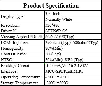 CTP Capacitive 3.5 Inch TN Industrial LCD Display IPS LCD Screen 320x480 Resolution