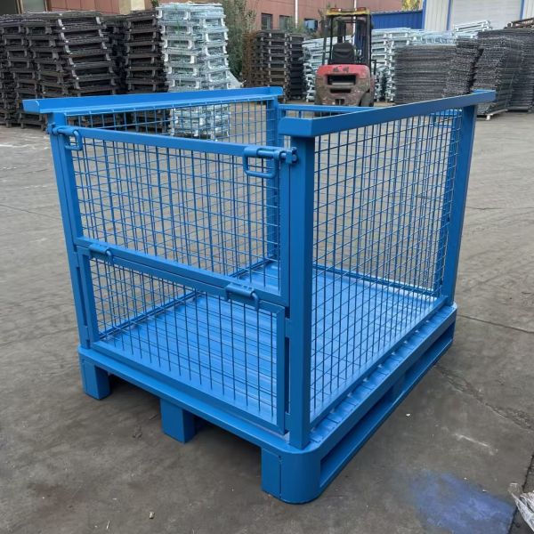 Industrial Mobility Options And Reinforced Panels Stackable Stillage Cage For Storage And Transport
