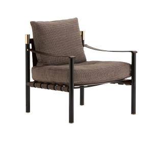 China Flou Iko Fiberglass Arm Chair With Tubular Steel Frame / Leather Straps Back on sale