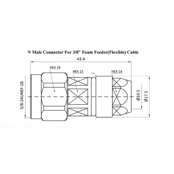 High Reliability N Connector Male Clamp Type with Gold-Plated Brass for DC-6GHz and ≤1.25 VSWR