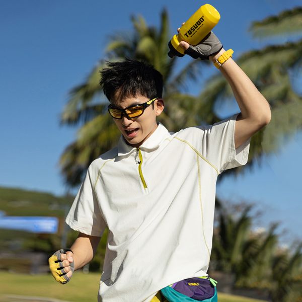 Custom Men Half Zip Quick Dry Anti-Bacterial Polo Shirt, Loose Stand Collar Outdoor Short Sleeve Top For Fishing Surfing Sports